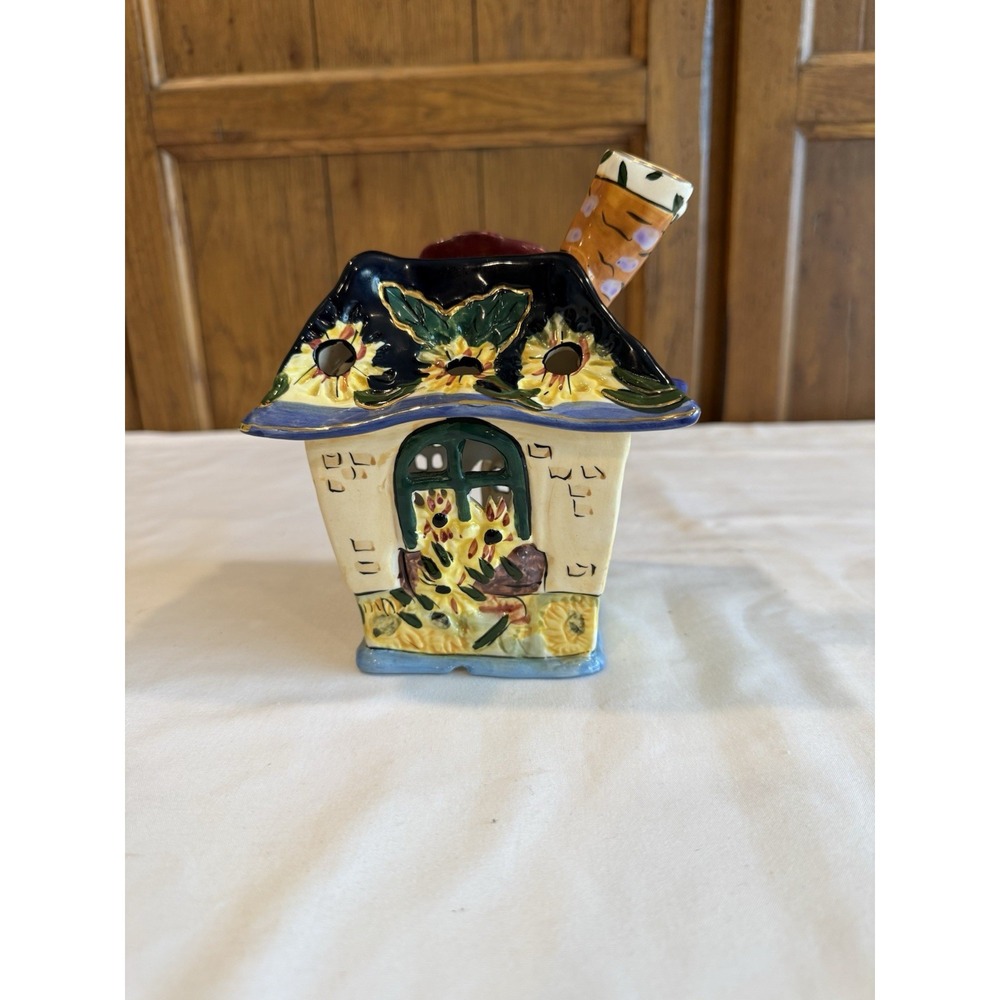 Vtg Blue Sky Joy Ceramic Candle House Dragonfly Signed Heather Goldminc 2003 - Picture 4 of 9